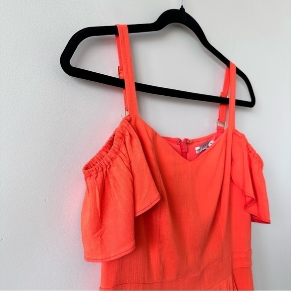 GUESS-COLD Shoulder Bright Orange Mini Dress (Size:Small) - Picture 6 of 16